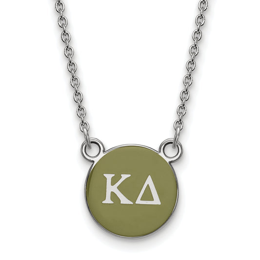 Sterling Silver Rhodium Plated Logoart Kappa Delta Sorority Greek Letters Small Color Enamel Pendant 18 Inch Necklace