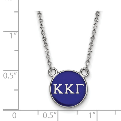 Sterling Silver Rhodium Plated Logoart Kappa Gamma Sorority Greek Letters Small Color Enamel Pendant 18 Inch Necklace