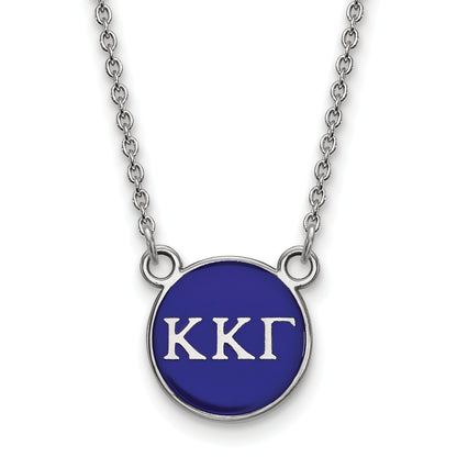 Sterling Silver Rhodium Plated Logoart Kappa Gamma Sorority Greek Letters Small Color Enamel Pendant 18 Inch Necklace