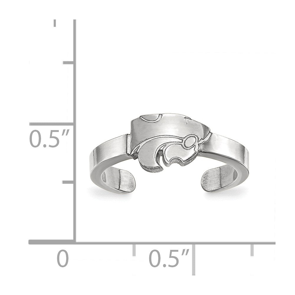 Sterling Silver Rhodium Plated Logoart Kansas State University Wildcat Toe Ring
