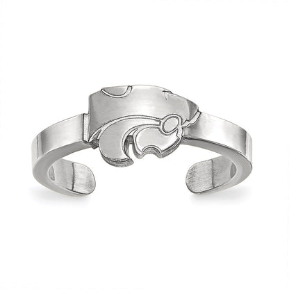 Sterling Silver Rhodium Plated Logoart Kansas State University Wildcat Toe Ring
