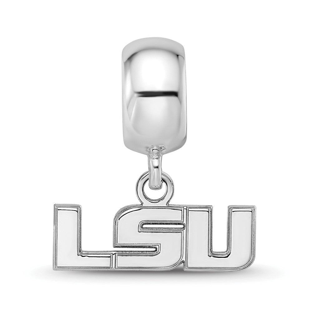 Sterling Silver Rhod-Pltd Logoart Louisiana State U. Xs Dangle Bead