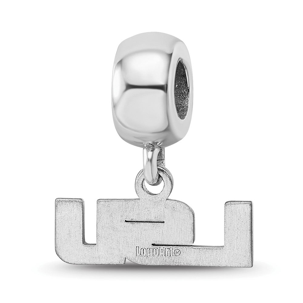 Sterling Silver Rhod-Pltd Logoart Louisiana State U. Xs Dangle Bead