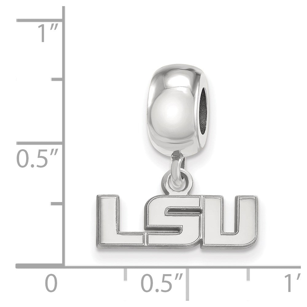 Sterling Silver Rhod-Pltd Logoart Louisiana State U. Xs Dangle Bead