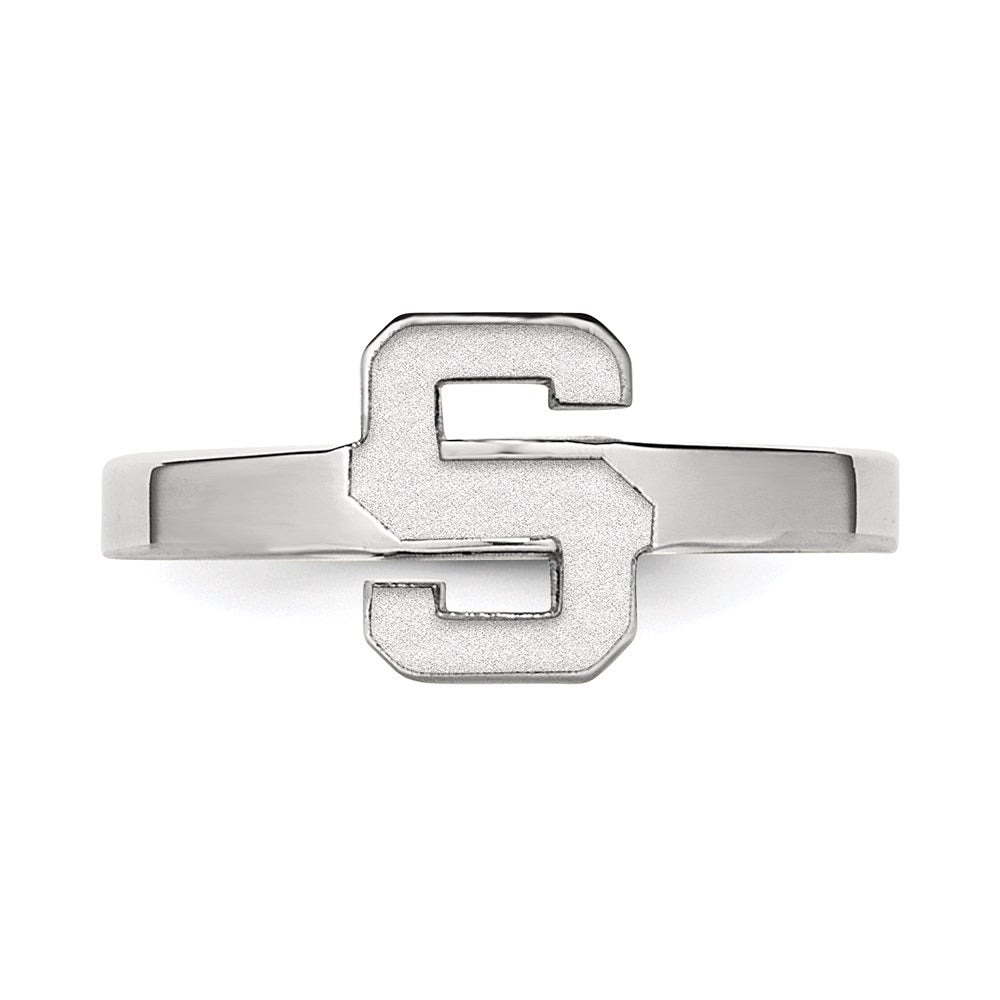 Sterling Silver Rhodium Plated Logoart Michigan State University Letter S Toe Ring