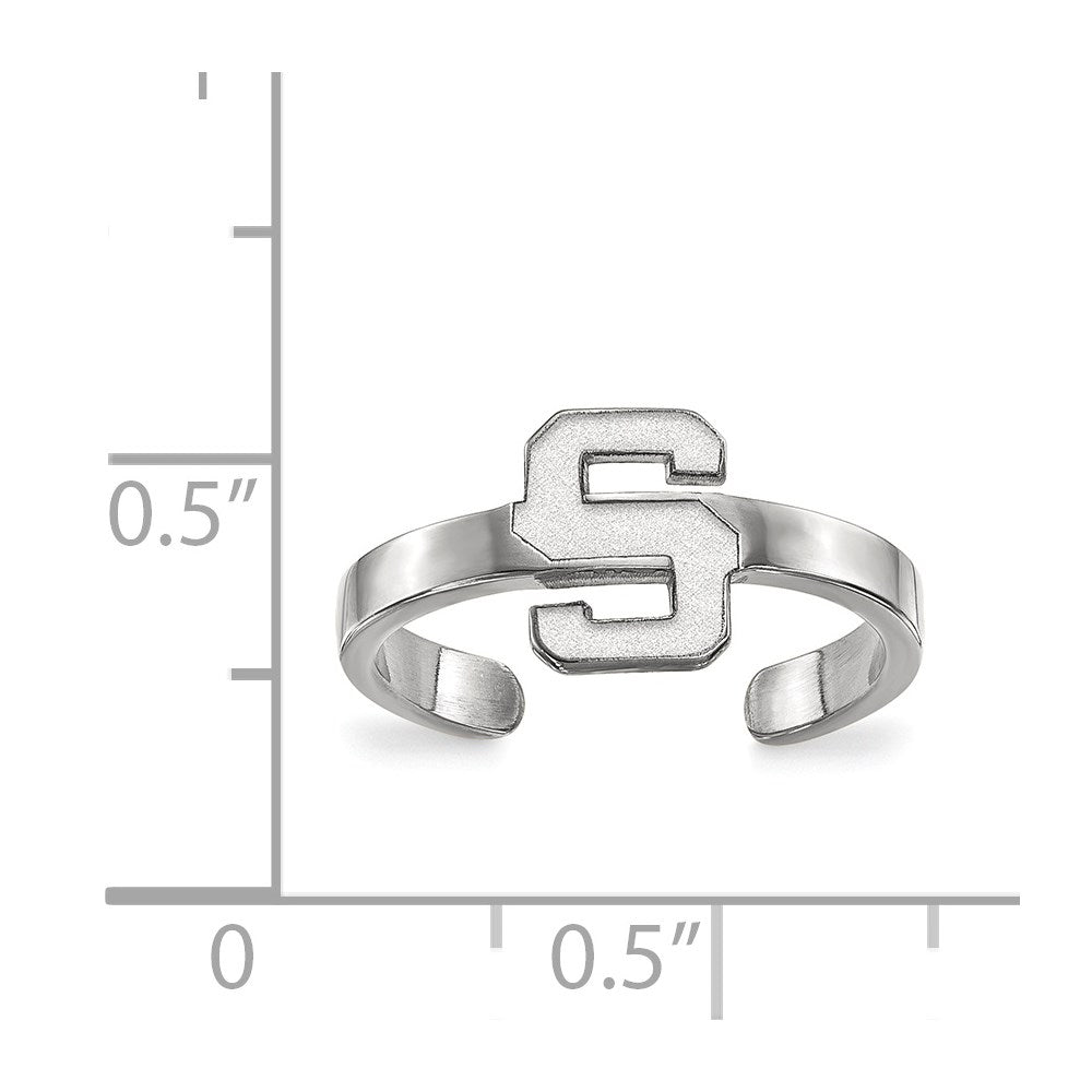 Sterling Silver Rhodium Plated Logoart Michigan State University Letter S Toe Ring