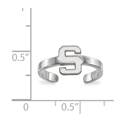 Sterling Silver Rhodium Plated Logoart Michigan State University Letter S Toe Ring