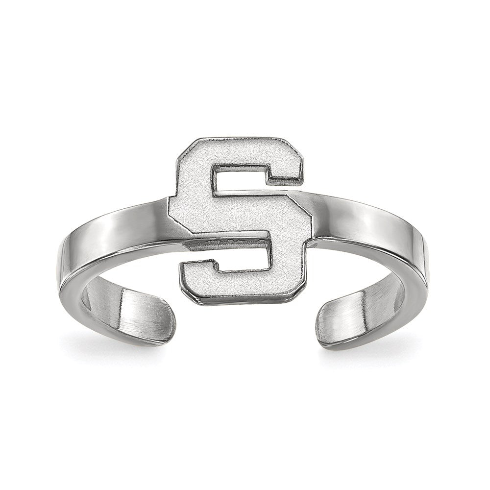 Sterling Silver Rhodium Plated Logoart Michigan State University Letter S Toe Ring