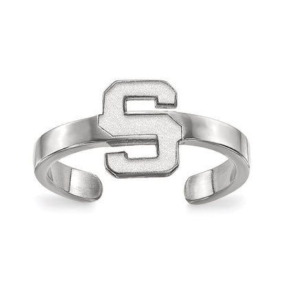 Sterling Silver Rhodium Plated Logoart Michigan State University Letter S Toe Ring