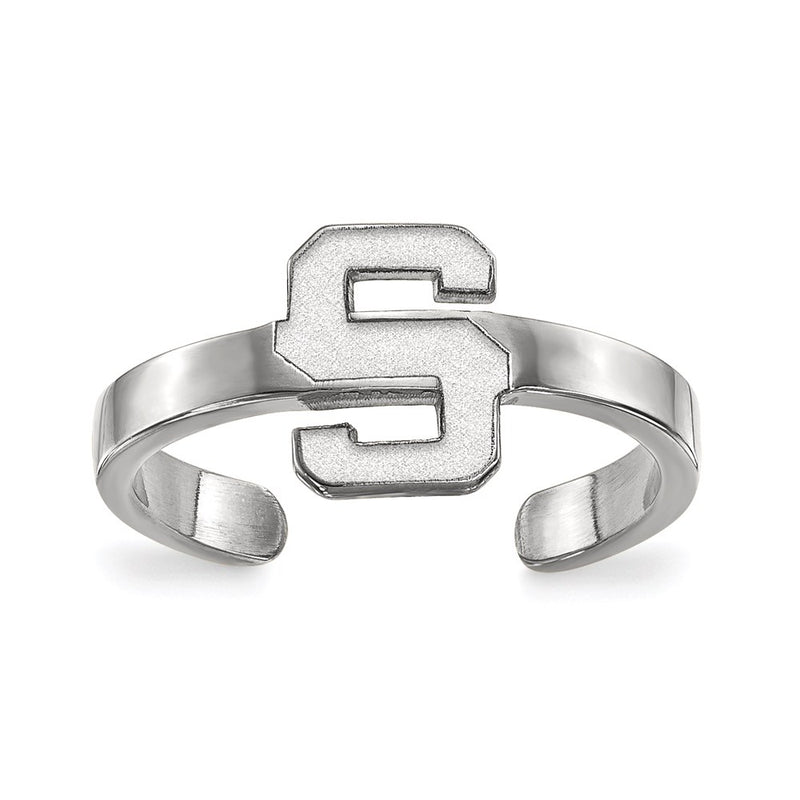 Sterling Silver Rhodium Plated Logoart Michigan State University Letter S Toe Ring