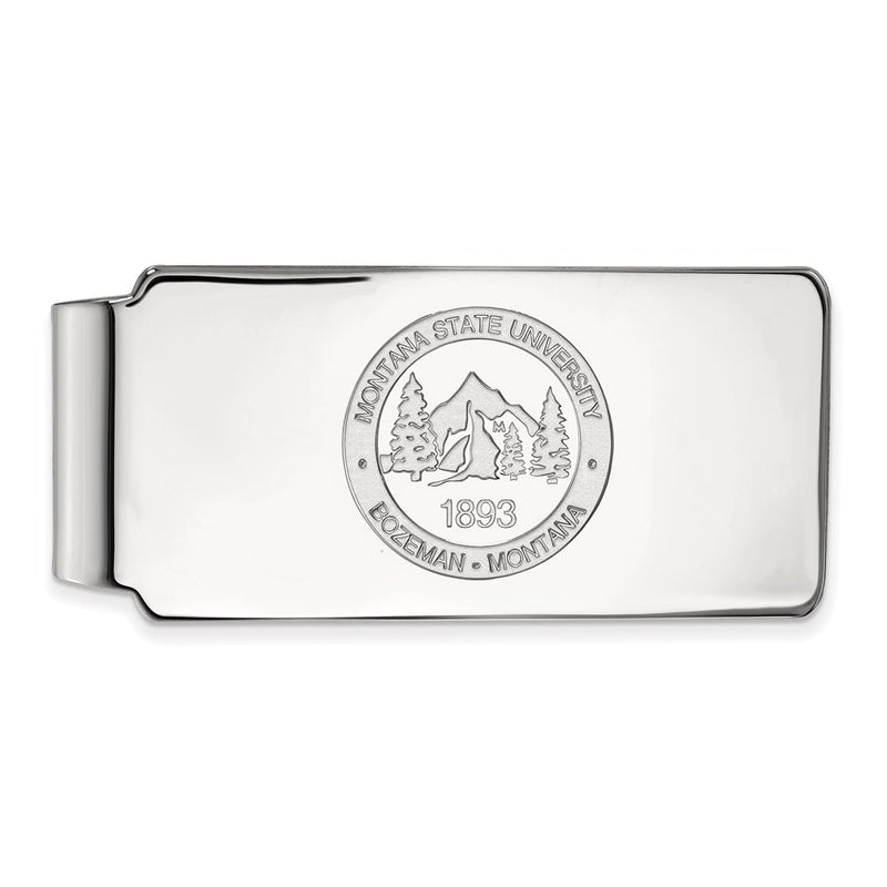 Sterling Silver Rhod-Pltd Logoart Montana State University Crest Money Clip