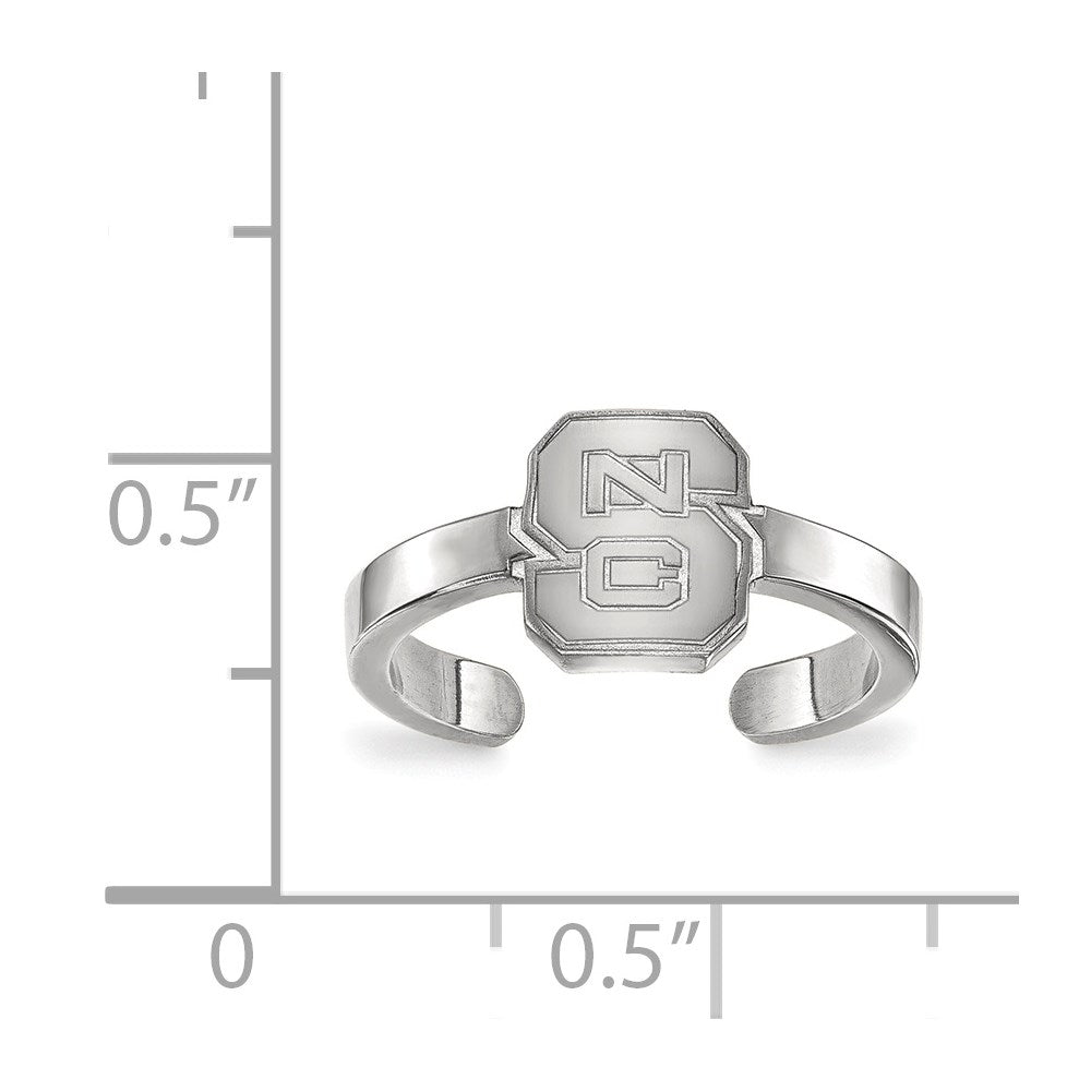 Sterling Silver Rhodium Plated Logoart North Carolina State University N C S Toe Ring