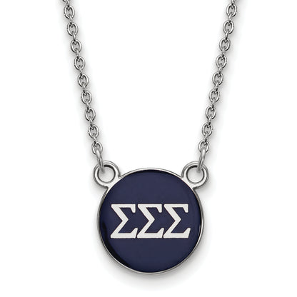 Sterling Silver Rhodium Plated Logoart Sigma Sorority Greek Letters Small Color Enamel Pendant 18 Inch Necklace