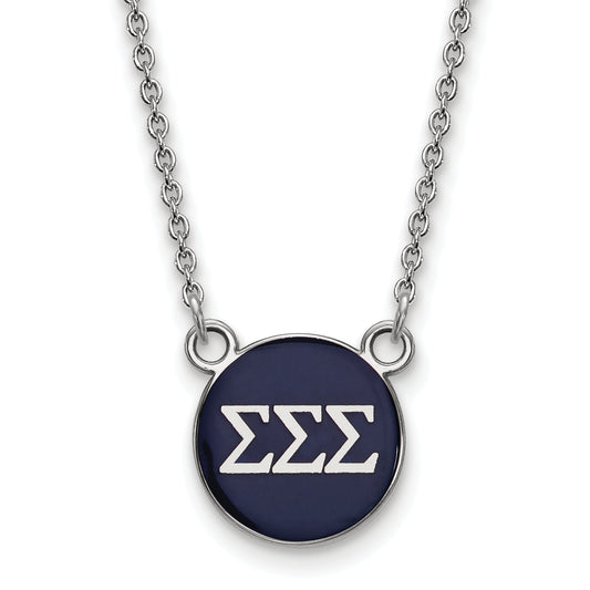 Sterling Silver Rhodium Plated Logoart Sigma Sorority Greek Letters Small Color Enamel Pendant 18 Inch Necklace