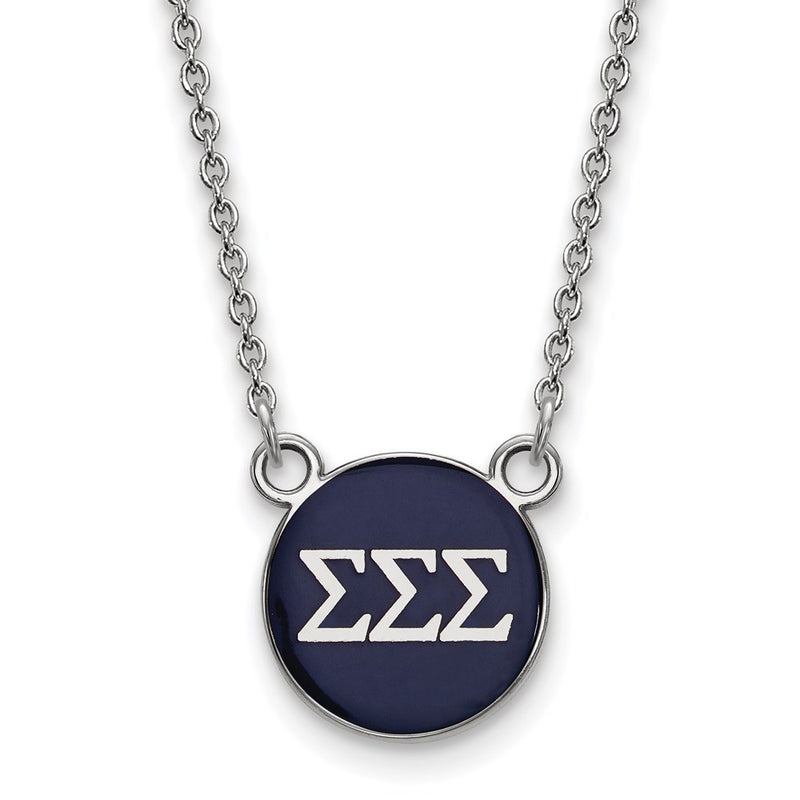 Sterling Silver Rhodium Plated Logoart Sigma Sorority Greek Letters Small Color Enamel Pendant 18 Inch Necklace