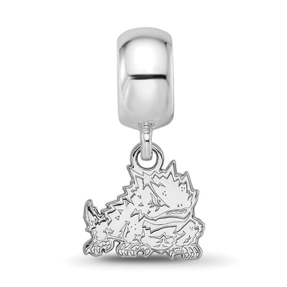 Sterling Silver Rhod-Pltd Logoart Texas Christian Univ. Sm Dangle Bead