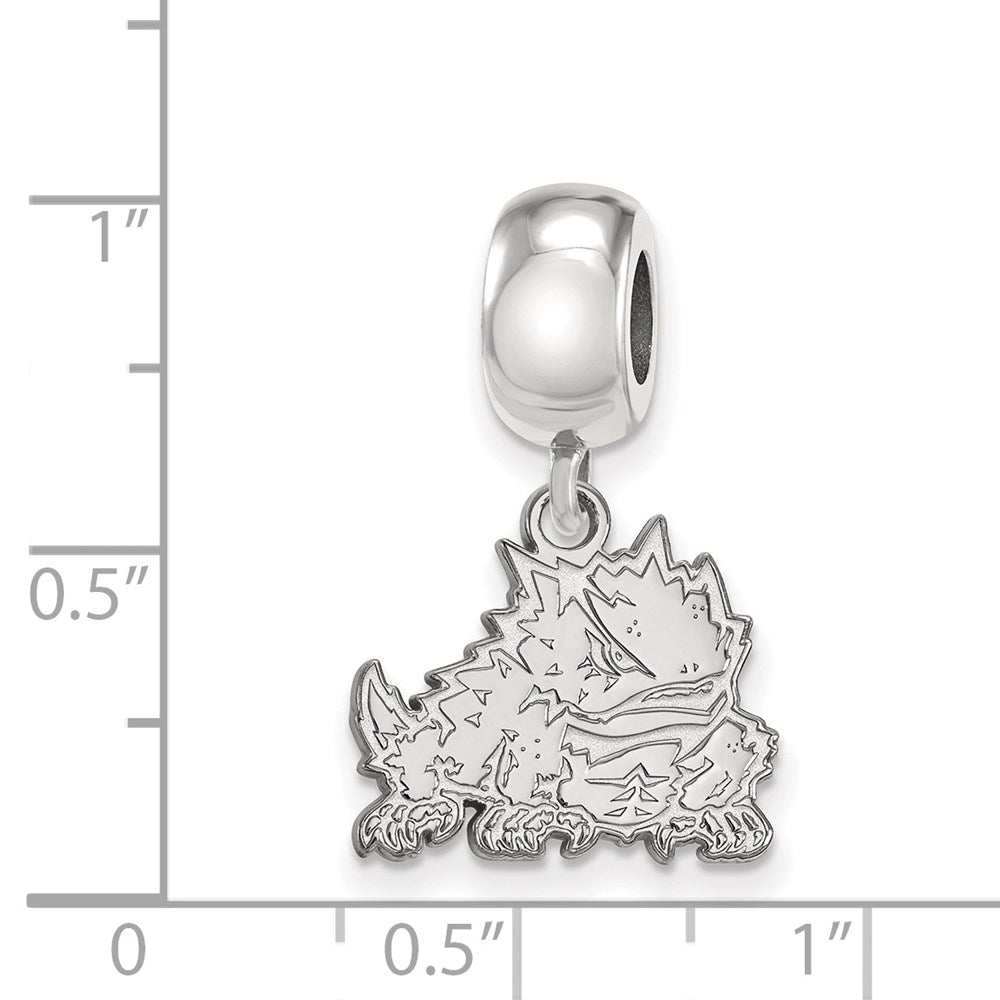 Sterling Silver Rhod-Pltd Logoart Texas Christian Univ. Sm Dangle Bead
