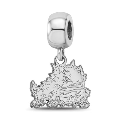 Sterling Silver Rhod-Pltd Logoart Texas Christian Univ. Sm Dangle Bead
