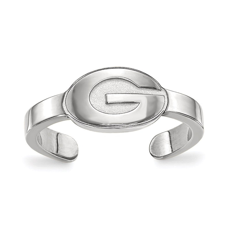 Sterling Silver Rhodium Plated Logoart University Of Georgia Letter G Toe Ring