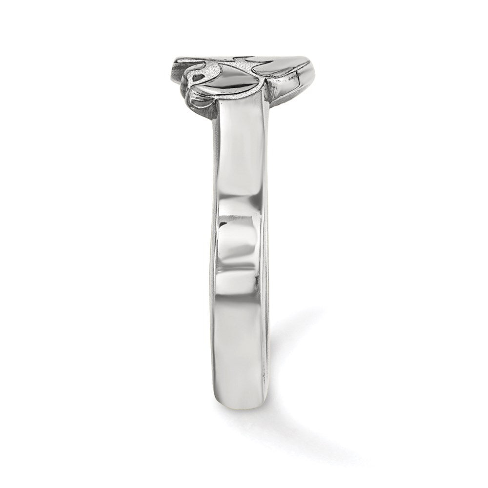 Sterling Silver Rhodium Plated Logoart University Of Iowa Hawk Toe Ring