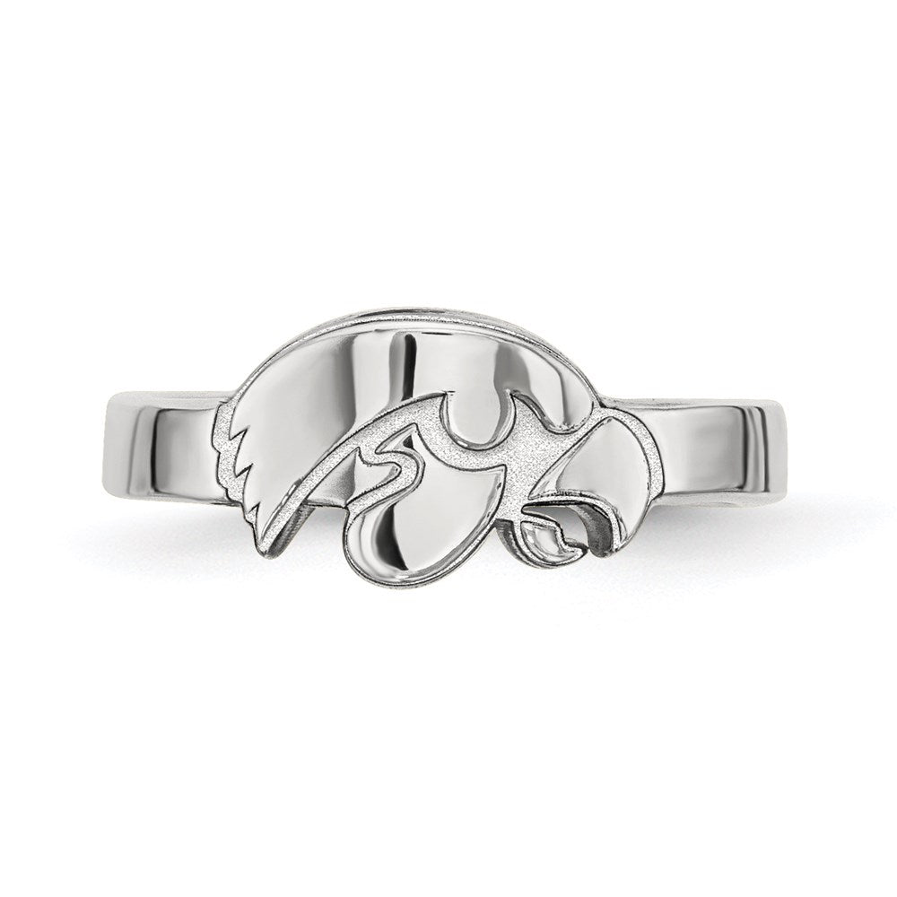 Sterling Silver Rhodium Plated Logoart University Of Iowa Hawk Toe Ring