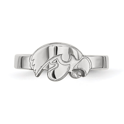 Sterling Silver Rhodium Plated Logoart University Of Iowa Hawk Toe Ring