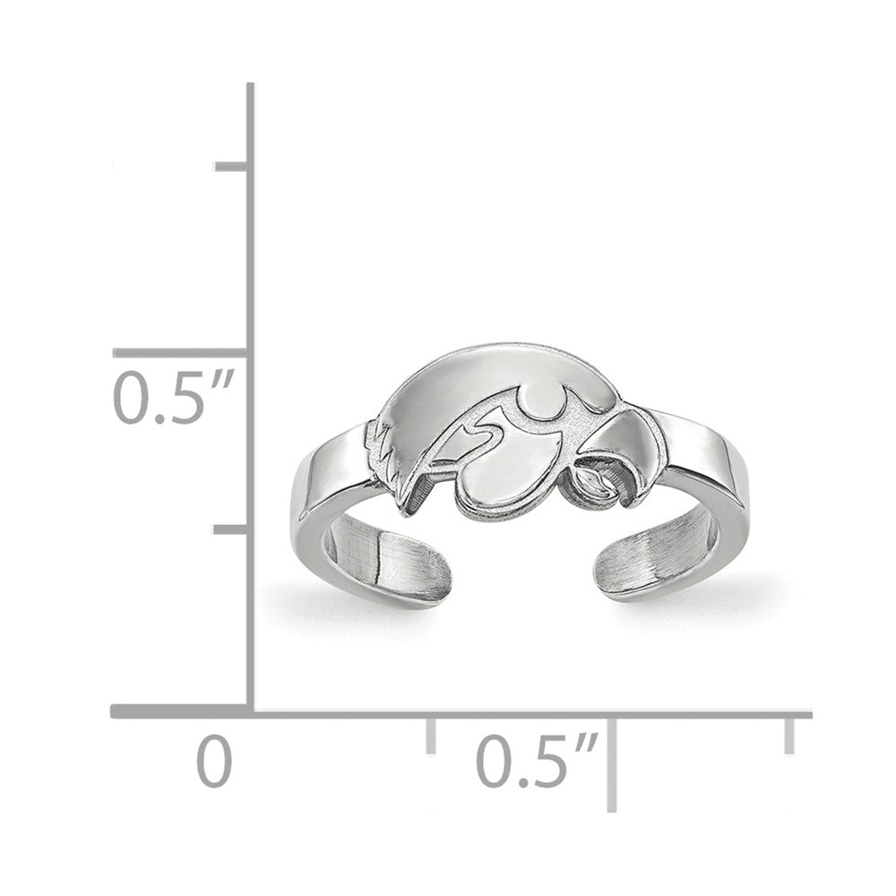 Sterling Silver Rhodium Plated Logoart University Of Iowa Hawk Toe Ring