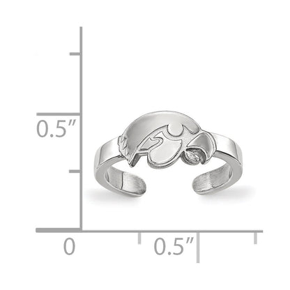 Sterling Silver Rhodium Plated Logoart University Of Iowa Hawk Toe Ring