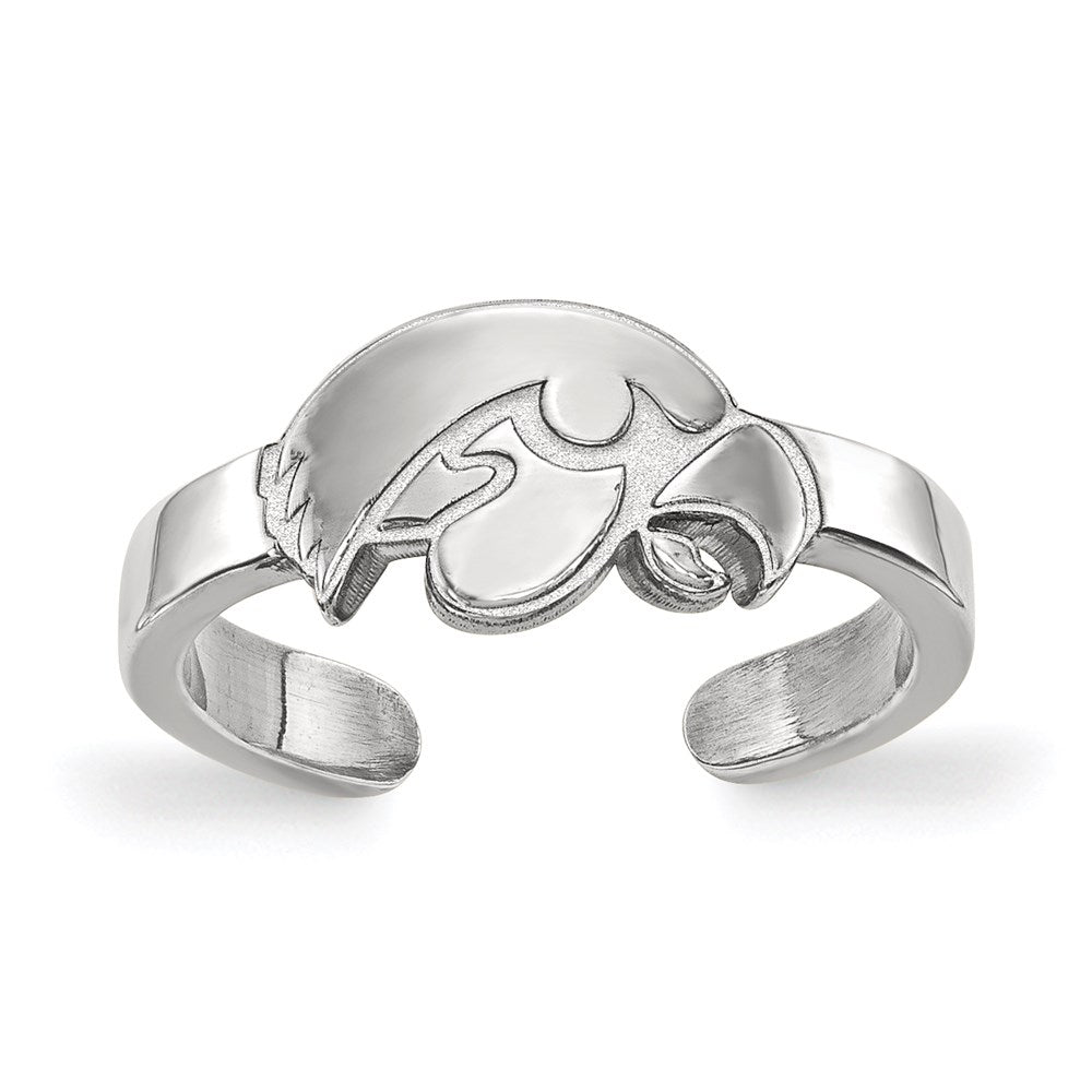 Sterling Silver Rhodium Plated Logoart University Of Iowa Hawk Toe Ring