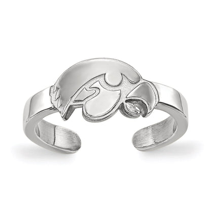 Sterling Silver Rhodium Plated Logoart University Of Iowa Hawk Toe Ring