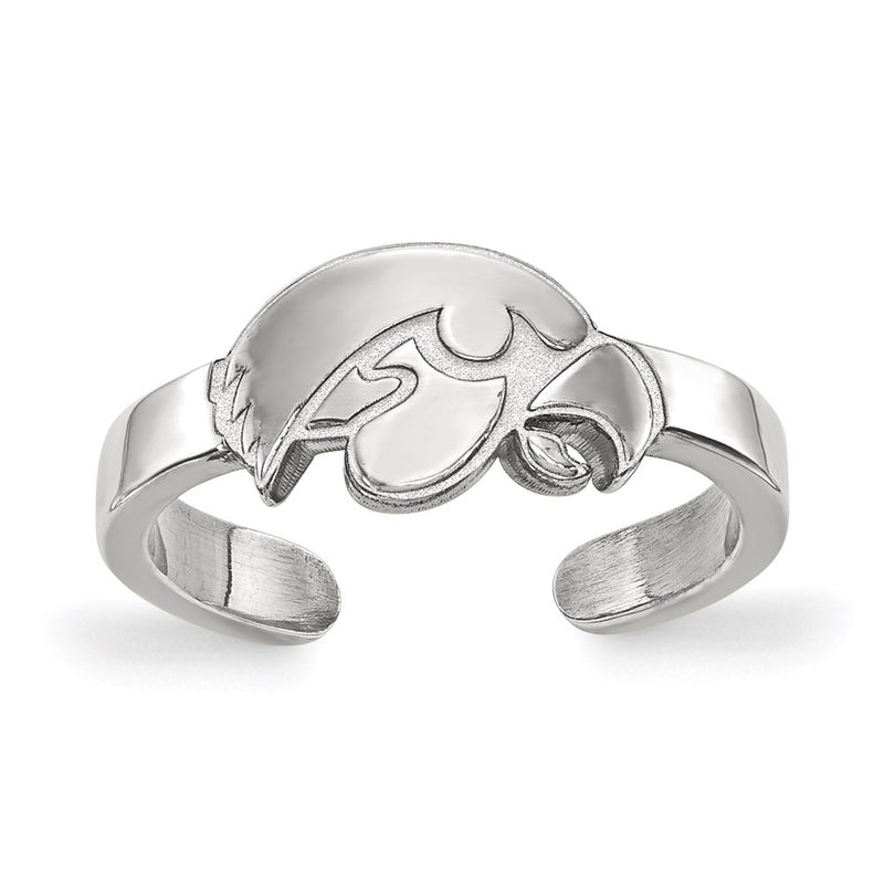 Sterling Silver Rhodium Plated Logoart University Of Iowa Hawk Toe Ring