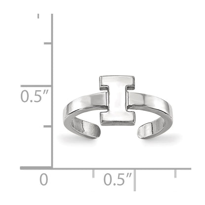 Sterling Silver Rhodium Plated Logoart University Of Illinois Letter I Toe Ring