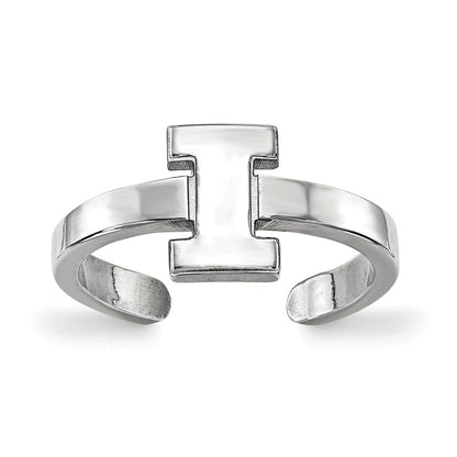 Sterling Silver Rhodium Plated Logoart University Of Illinois Letter I Toe Ring