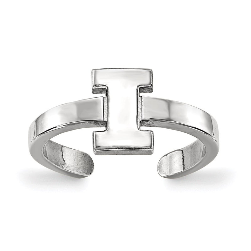 Sterling Silver Rhodium Plated Logoart University Of Illinois Letter I Toe Ring