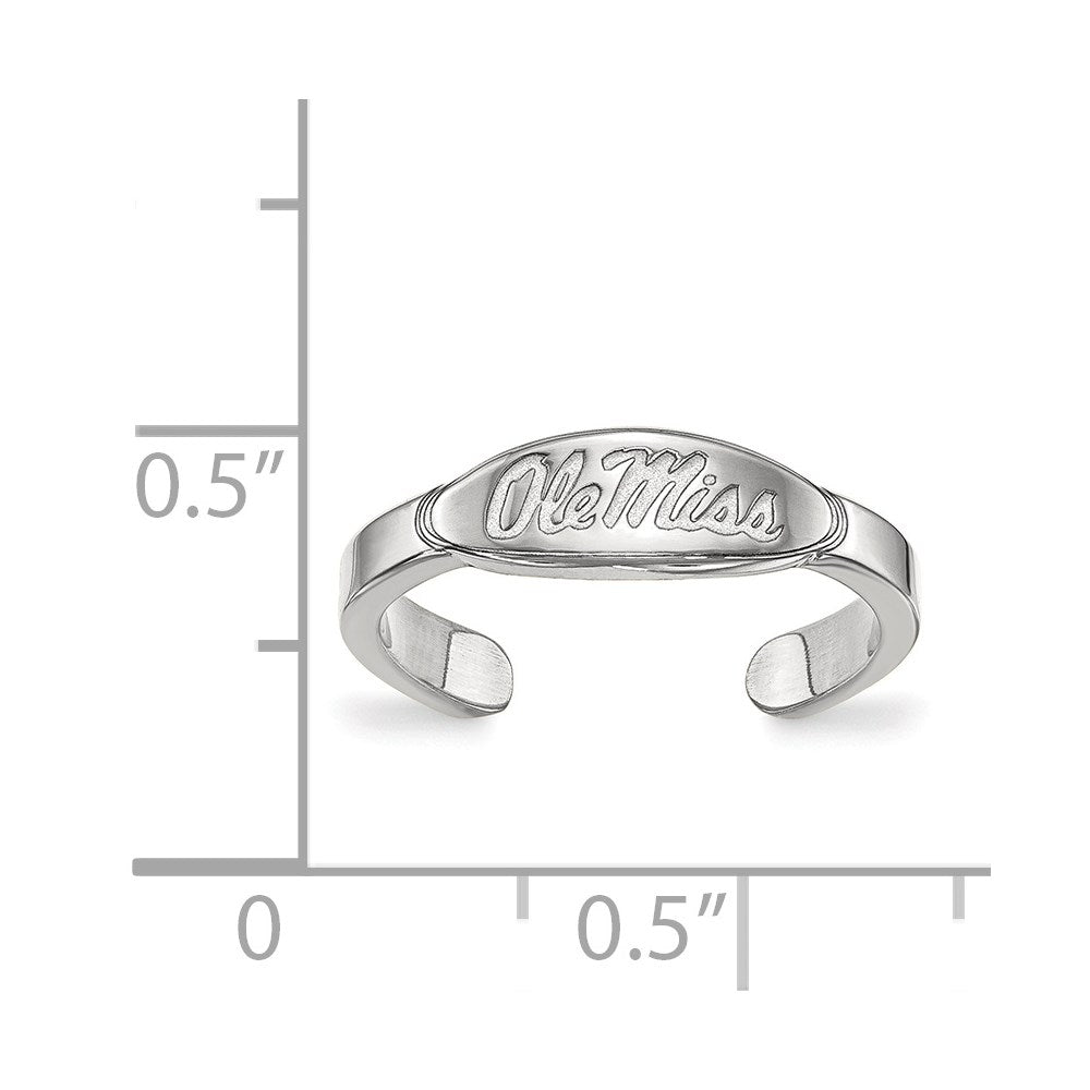 Sterling Silver Rhodium Plated Logoart University Of Mississippi Ole Miss Toe Ring