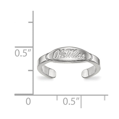 Sterling Silver Rhodium Plated Logoart University Of Mississippi Ole Miss Toe Ring