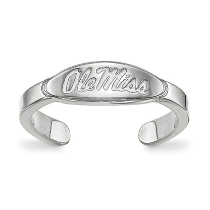 Sterling Silver Rhodium Plated Logoart University Of Mississippi Ole Miss Toe Ring