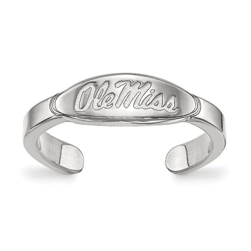 Sterling Silver Rhodium Plated Logoart University Of Mississippi Ole Miss Toe Ring
