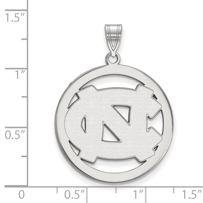 Sterling Silver Rhodium Plated Logoart University Of North Carolina N C Extra Large Circle Pendant