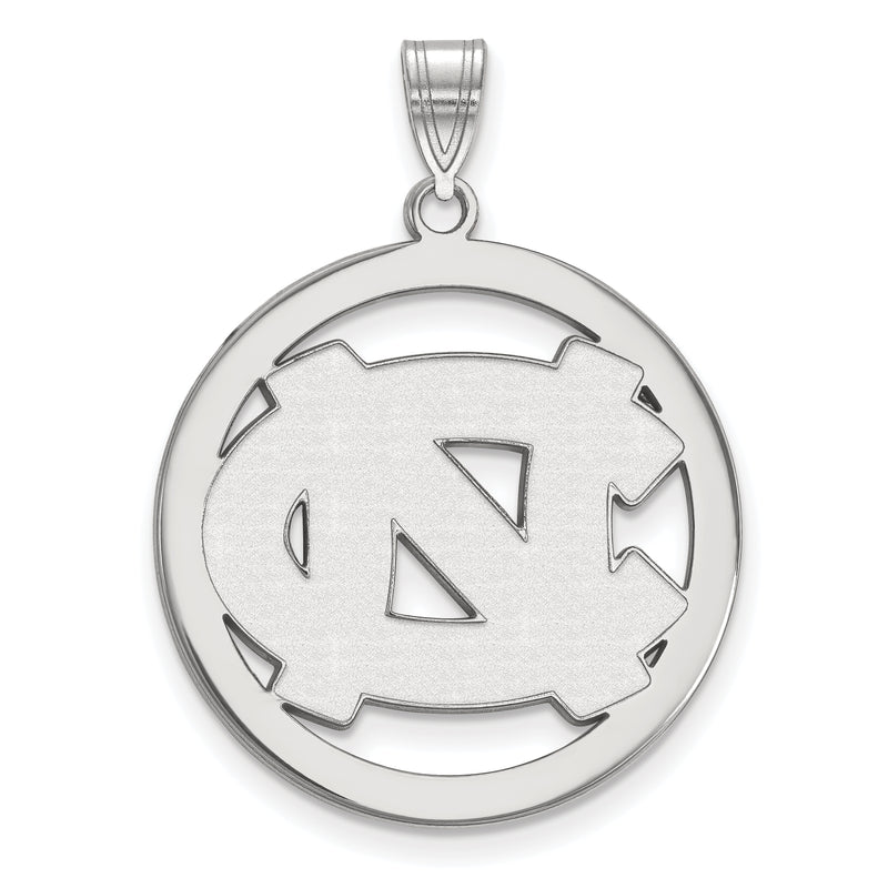 Sterling Silver Rhodium Plated Logoart University Of North Carolina N C Extra Large Circle Pendant