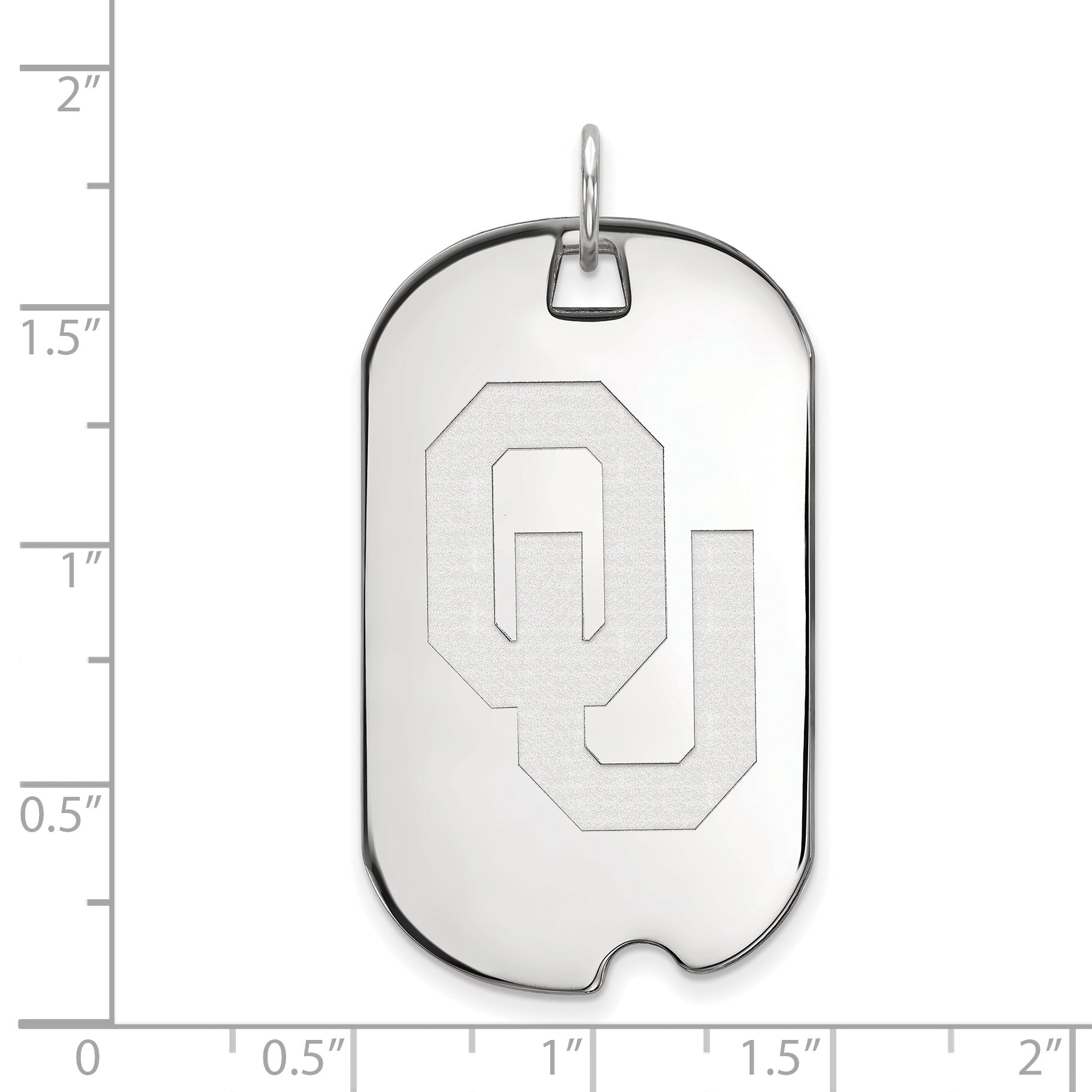 14K White Gold Logoart University Of Oklahoma O U Large Dog Tag Pendant