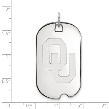 14K White Gold Logoart University Of Oklahoma O U Large Dog Tag Pendant