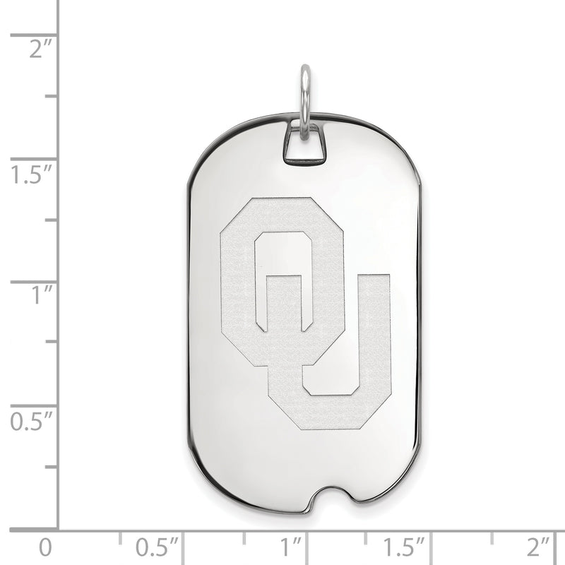 14K White Gold Logoart University Of Oklahoma O U Large Dog Tag Pendant