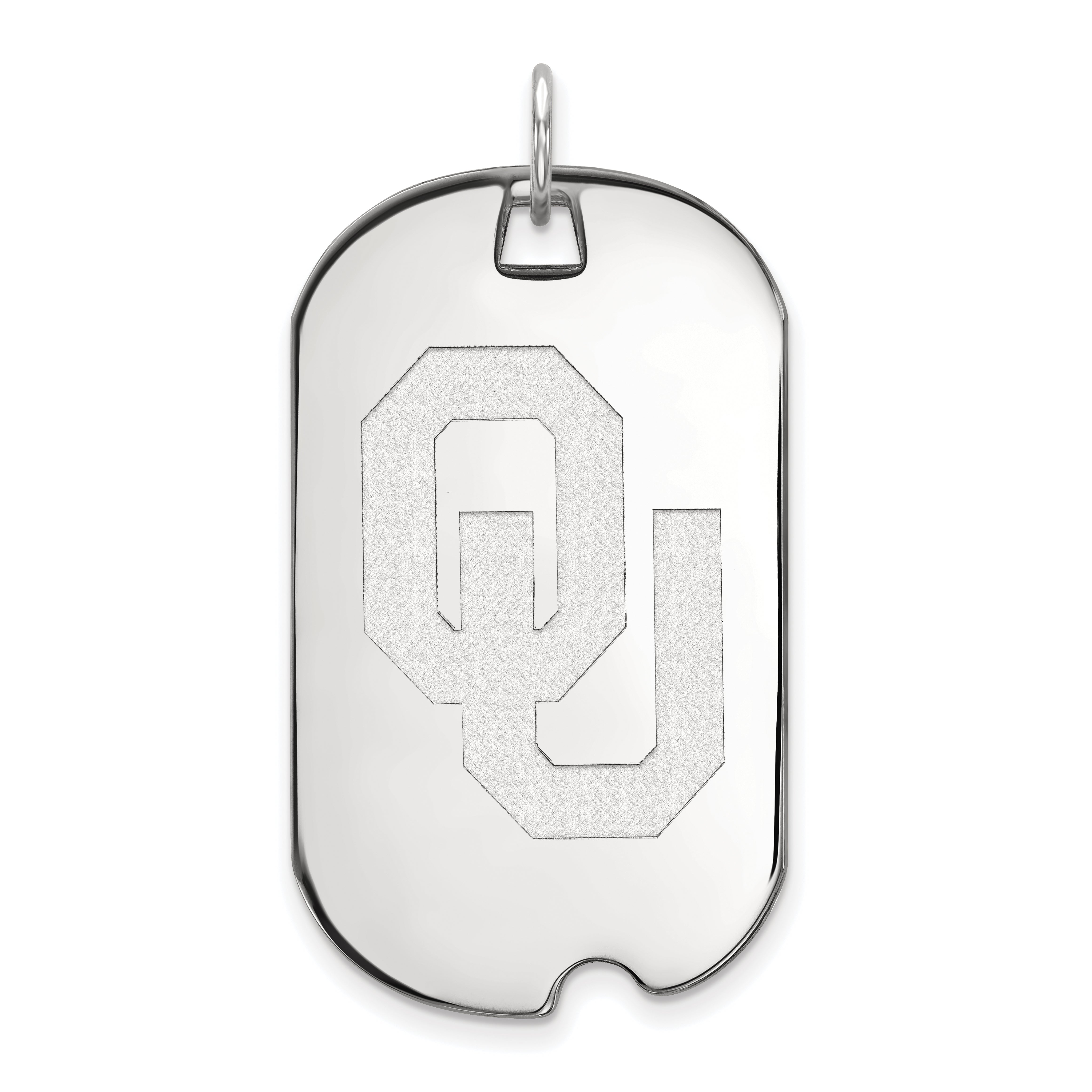 14K White Gold Logoart University Of Oklahoma O U Large Dog Tag Pendant