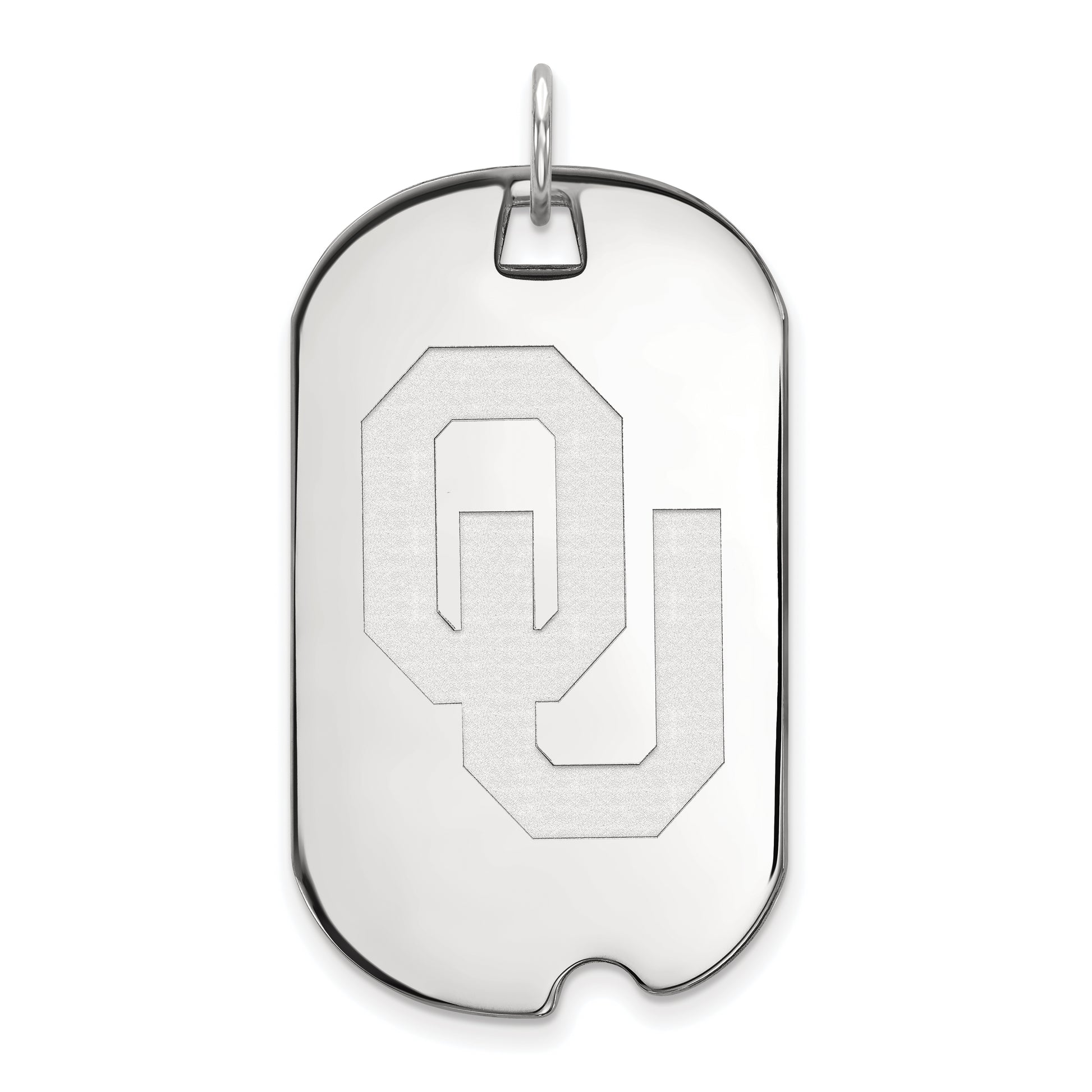 14K White Gold Logoart University Of Oklahoma O U Large Dog Tag Pendant