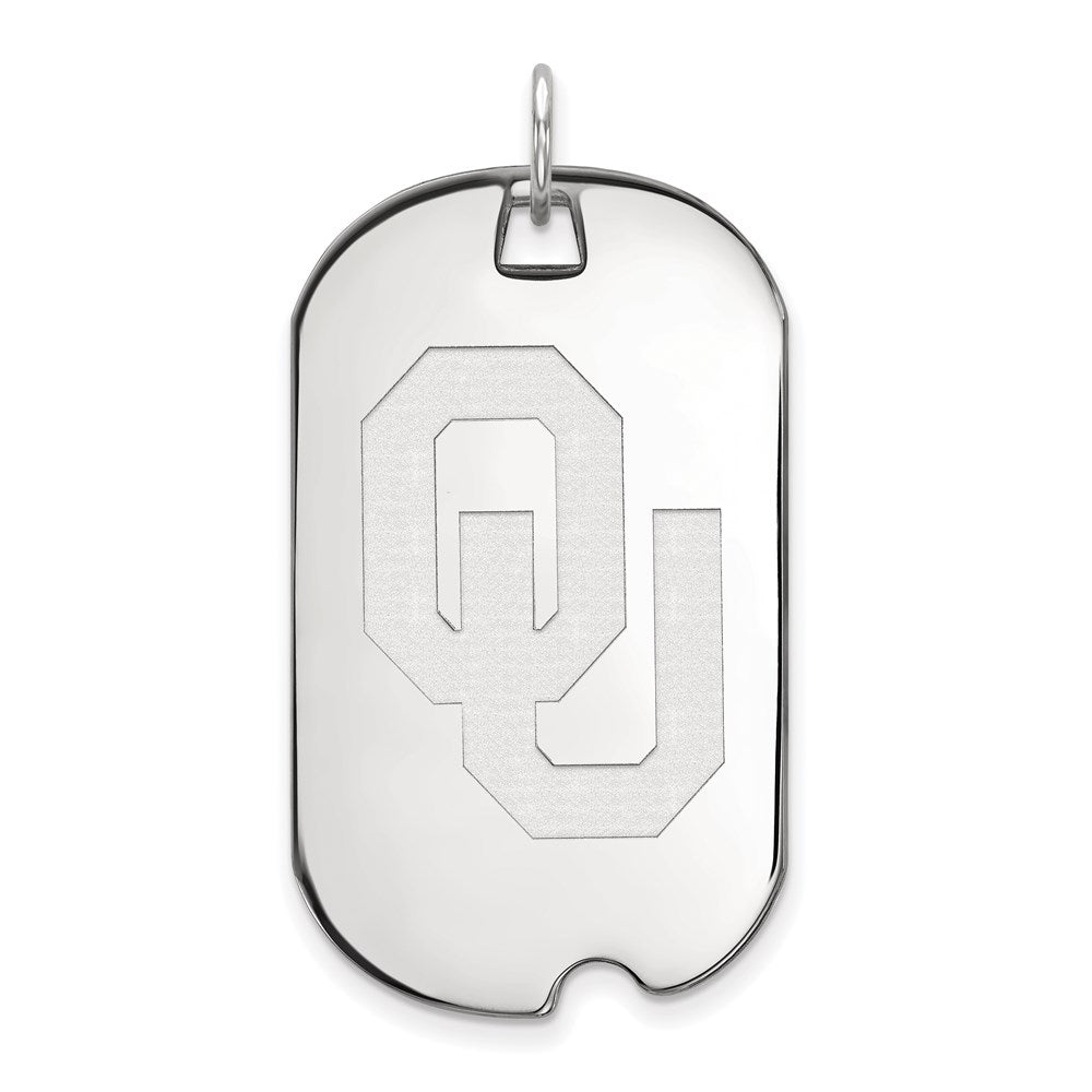 10K White Gold Logoart University Of Oklahoma O U Large Dog Tag Pendant