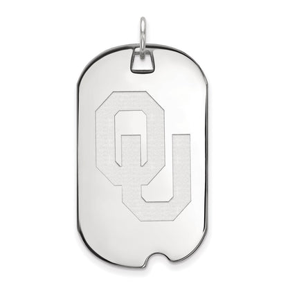 10K White Gold Logoart University Of Oklahoma O U Large Dog Tag Pendant