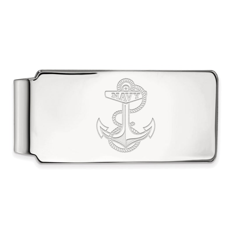 Sterling Silver Rhod-Pltd Logoart Us Naval Academy Money Clip