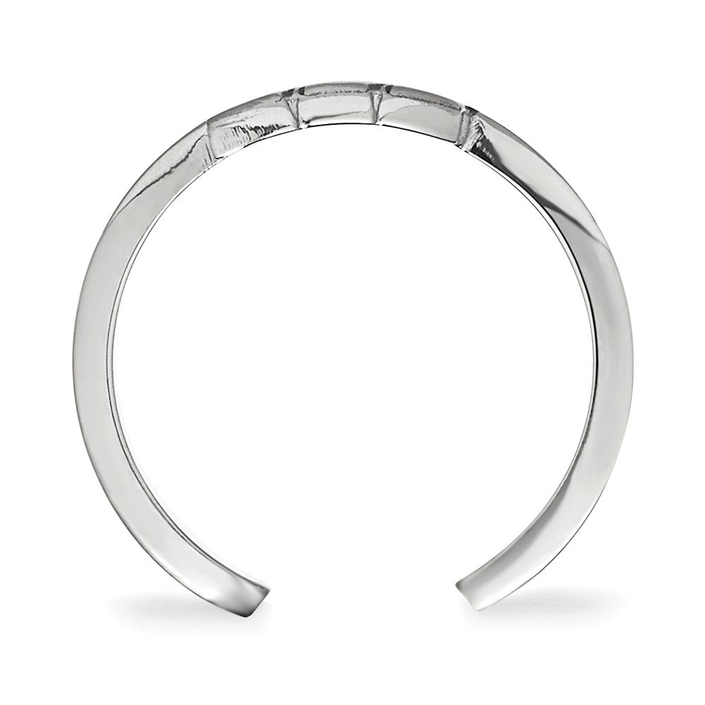 Sterling Silver Rhodium Plated Logoart University Of Wisconsin Letter W Toe Ring