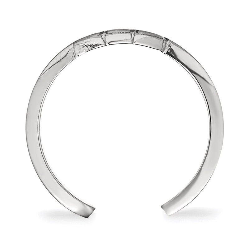 Sterling Silver Rhodium Plated Logoart University Of Wisconsin Letter W Toe Ring